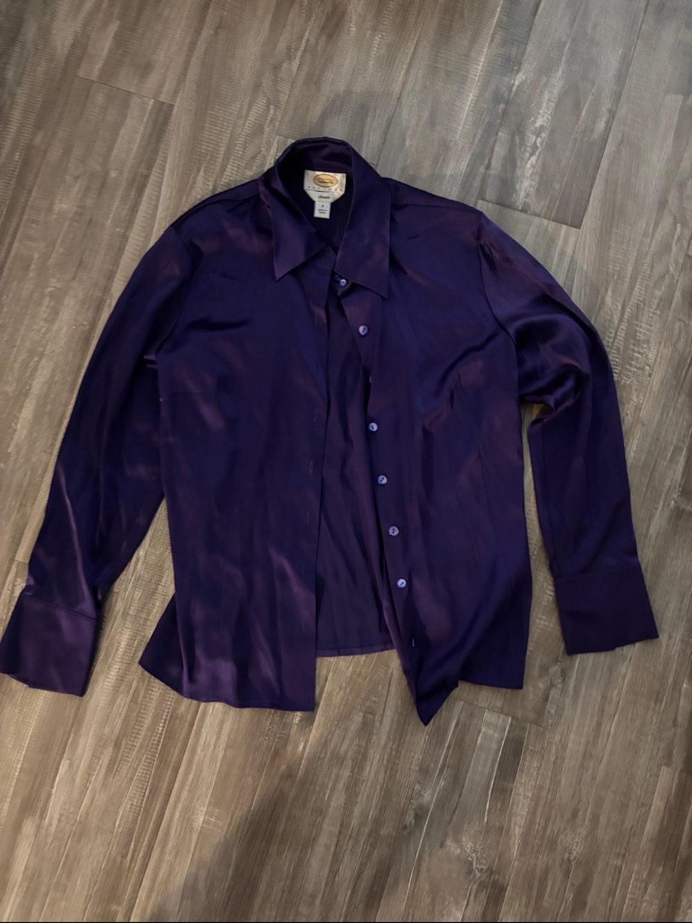 Talbots Deep Purple Button-Front Size 8 Silk Blouse